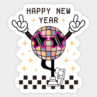 Happy New Year Disco Ball Sticker